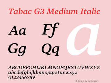 TabacG3Medium-Italic Version 2.000图片样张