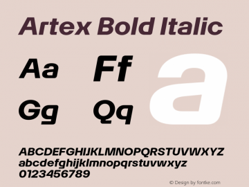 Artex Bold Italic Version 1.005图片样张