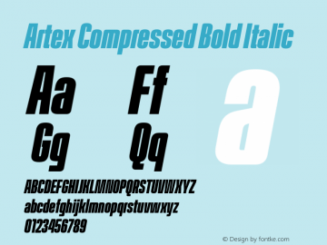 Artex Compressed Bold Italic Version 1.005图片样张
