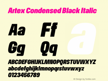 Artex Condensed Black Italic Version 1.005图片样张