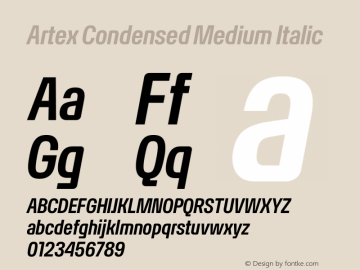 Artex Condensed Medium Italic Version 1.005图片样张