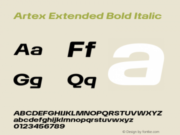 Artex Extended Bold Italic Version 1.005图片样张