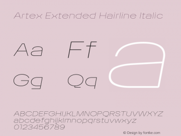 Artex Extended Hairline Italic Version 1.005图片样张
