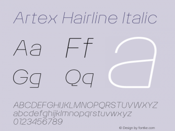 Artex Hairline Italic Version 1.005图片样张
