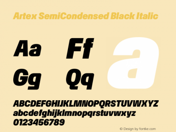 Artex SemiCondensed Black Italic Version 1.005图片样张