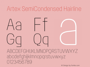 Artex SemiCondensed Hairline Version 1.005图片样张
