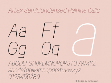 Artex SemiCondensed Hairline Italic Version 1.005图片样张