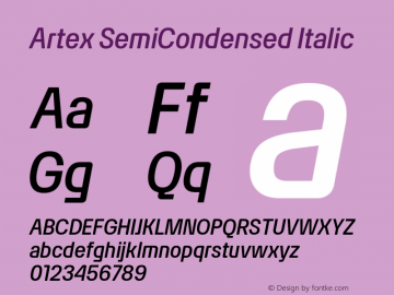 Artex SemiCondensed Italic Version 1.005图片样张