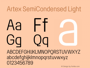 Artex SemiCondensed Light Version 1.005图片样张