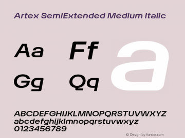 Artex SemiExtended Medium Italic Version 1.005图片样张