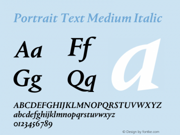 Portrait Text Medium Italic Version 1.001;PS 001.001;hotconv 1.0.57;makeotf.lib2.0.21895图片样张