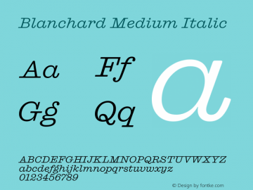 Blanchard Medium Italic Version 1.001 (2023-01-15) | web-ttf图片样张