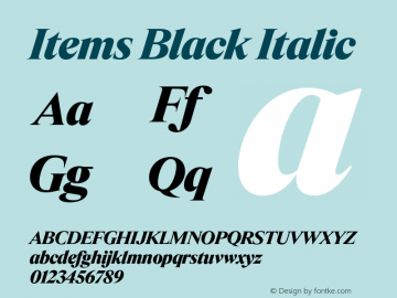 Items Black Italic Version 1.001;Glyphs 3.2 (3177)图片样张