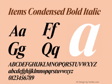 Items Condensed Bold Italic Version 1.001;Glyphs 3.2 (3177)图片样张