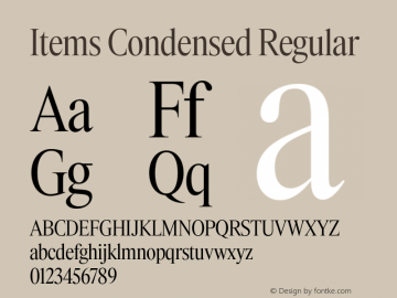 Items Condensed Regular Version 1.001;Glyphs 3.2 (3177)图片样张