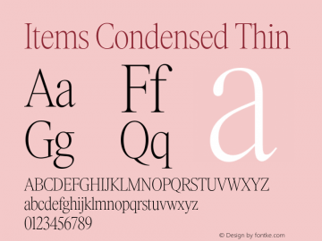 Items Condensed Thin Version 1.001;Glyphs 3.2 (3177)图片样张