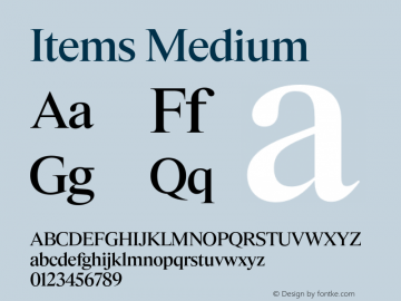 Items Medium Version 1.001;Glyphs 3.2 (3177)图片样张