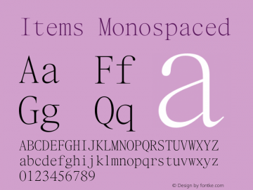 Items Monospaced Version 1.001;Glyphs 3.2 (3177)图片样张