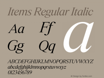 Items Regular Italic Version 1.001;Glyphs 3.2 (3177)图片样张