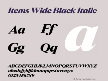 Items Wide Black Italic Version 1.001;Glyphs 3.2 (3177)图片样张