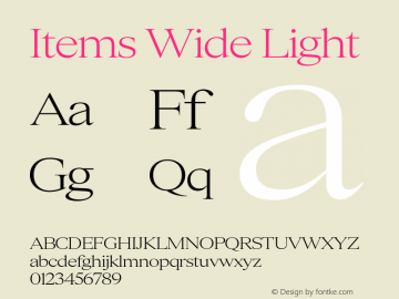 Items Wide Light Version 1.001;Glyphs 3.2 (3177)图片样张