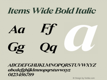 Items Wide Bold Italic Version 1.001;Glyphs 3.2 (3177)图片样张
