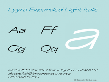 Lyyra Expanded Light Italic Version 1.001;hotconv 1.0.109;makeotfexe 2.5.65596图片样张