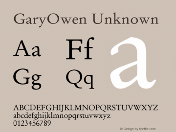 GaryOwen Unknown Unknown Font Sample