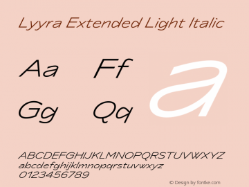 Lyyra Extended Light Italic Version 1.001;hotconv 1.0.109;makeotfexe 2.5.65596图片样张