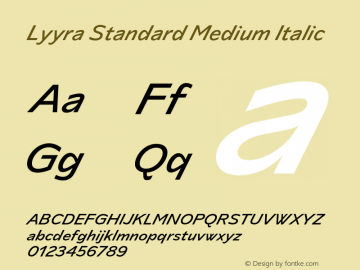 Lyyra Standard Medium Italic Version 1.001;hotconv 1.0.109;makeotfexe 2.5.65596图片样张