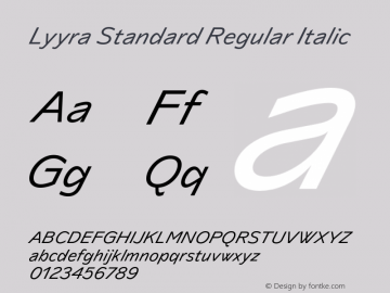 Lyyra Standard Regular Italic Version 1.001;hotconv 1.0.109;makeotfexe 2.5.65596图片样张