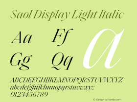 Saol Display Light Italic Version 1.001;hotconv 1.0.109;makeotfexe 2.5.65596图片样张