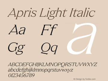 Apris Light Italic Version 1.001;FEAKit 1.0图片样张