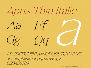 Apris Thin Italic Version 1.001;FEAKit 1.0图片样张