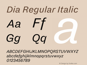 Dia-RegularItalic Version 1.002图片样张