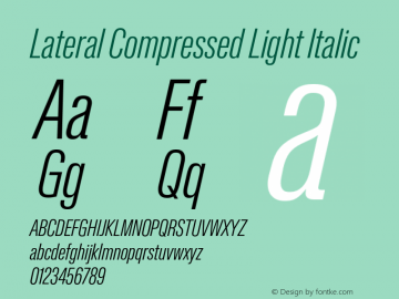 Lateral Compressed Light Italic Version 1.001;FEAKit 1.0图片样张