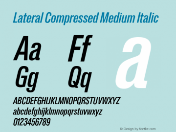 Lateral Compressed Medium Italic Version 1.001;FEAKit 1.0图片样张