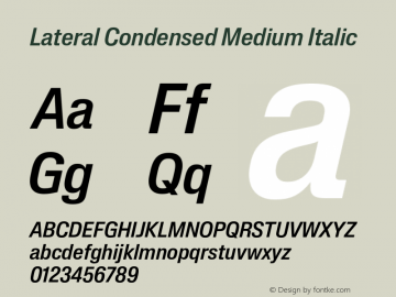 Lateral Condensed Medium Italic Version 1.001;FEAKit 1.0图片样张