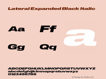 Lateral Expanded Black Italic Version 1.001;FEAKit 1.0图片样张