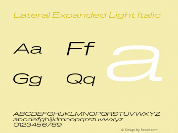 Lateral Expanded Light Italic Version 1.001;FEAKit 1.0图片样张