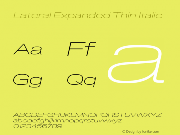 Lateral Expanded Thin Italic Version 1.001;FEAKit 1.0图片样张