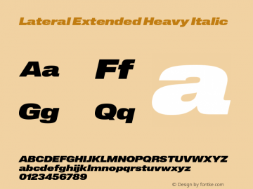 Lateral Extended Heavy Italic Version 1.001;FEAKit 1.0图片样张