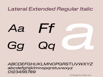 Lateral Extended Regular Italic Version 1.001;FEAKit 1.0图片样张