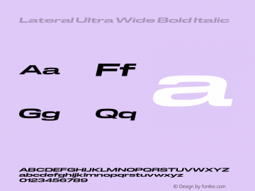 Lateral Ultra Wide Bold Italic Version 1.001;FEAKit 1.0图片样张