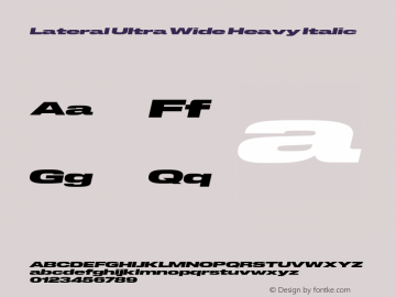 Lateral Ultra Wide Heavy Italic Version 1.001;FEAKit 1.0图片样张