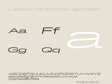 Lateral Ultra Wide Light Italic Version 1.001;FEAKit 1.0图片样张