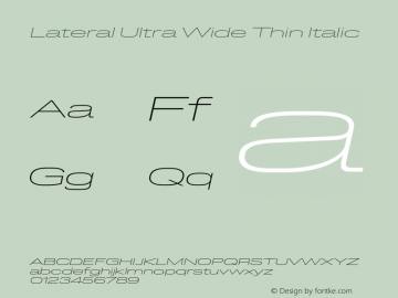 Lateral Ultra Wide Thin Italic Version 1.001;FEAKit 1.0图片样张
