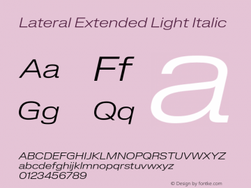 Lateral Extended Light Italic Version 1.001;FEAKit 1.0图片样张