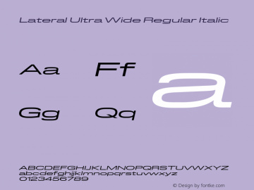 Lateral Ultra Wide Regular Italic Version 1.001;FEAKit 1.0图片样张