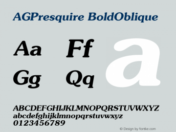 AGPresquire BoldOblique 1.0 Wed Mar 23 11:48:00 1994图片样张